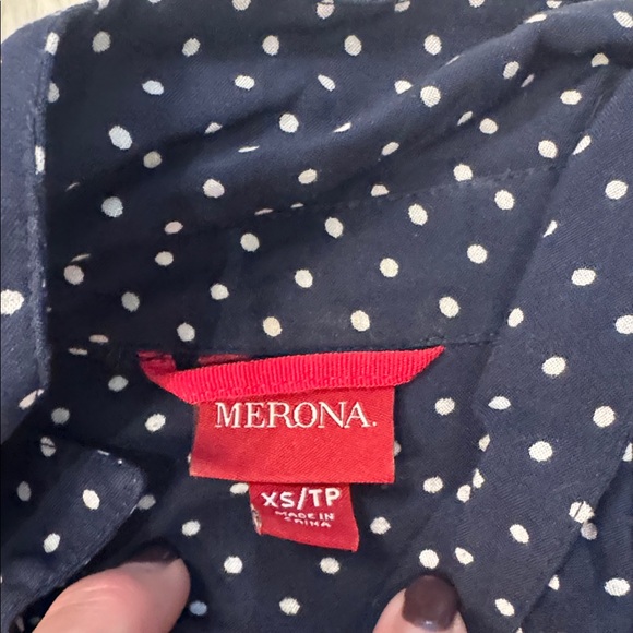 Merona Navy Polka Dot Midi Dress - Picture 6 of 8
